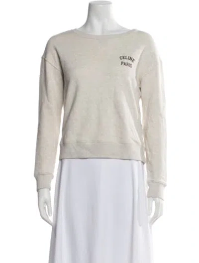 Pre-owned Celine Graphic Print Crew Neck Sweatshirt In Neutrals
