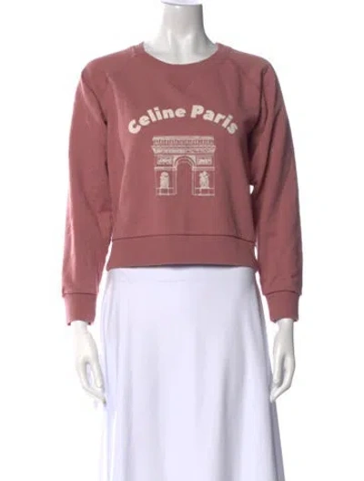 Pre-owned Celine Graphic Print Crew Neck Sweatshirt In Pink
