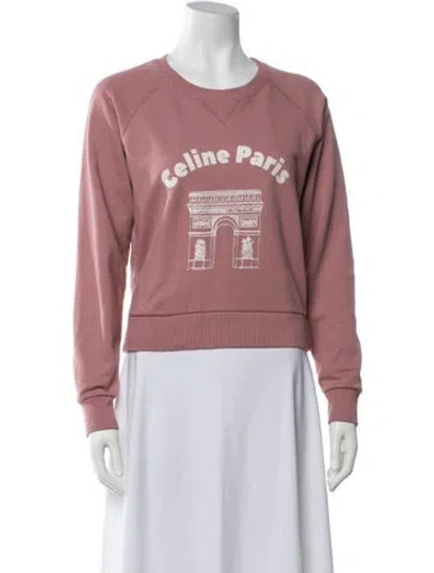Pre-owned Celine Graphic Print Crew Neck Sweatshirt In Pink