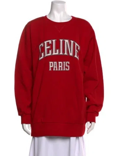 Pre-owned Celine Graphic Print Crew Neck Sweatshirt In Red