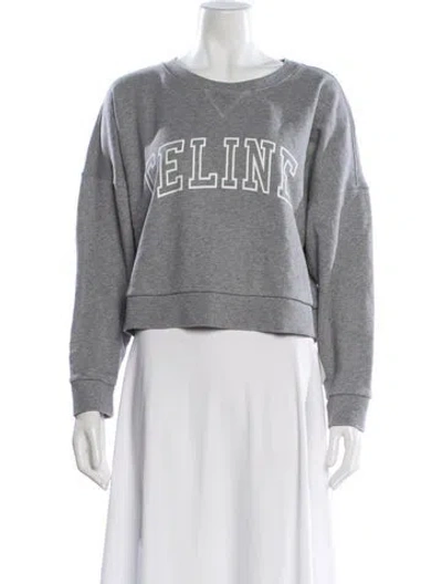 Pre-owned Celine Graphic Print Crew Neck Sweatshirt In Silver