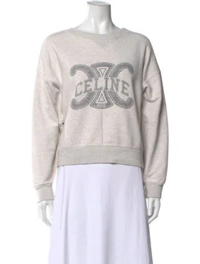 Pre-owned Celine Graphic Print Crew Neck Top In Neutral