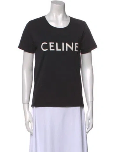 Pre-owned Celine Graphic Print Crew Neck T-shirt In Black