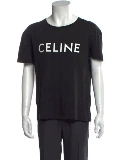 Pre-owned Celine Graphic Print Crew Neck T-shirt In Black
