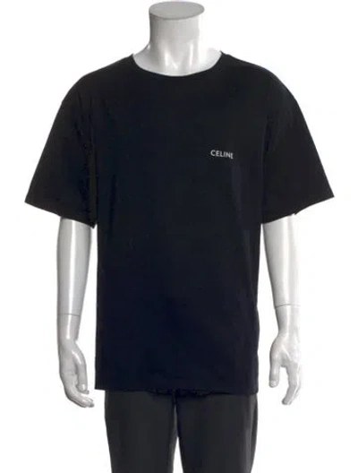 Pre-owned Celine Graphic Print Crew Neck T-shirt In Black