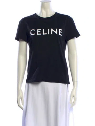 Pre-owned Celine Graphic Print Crew Neck T-shirt In Black