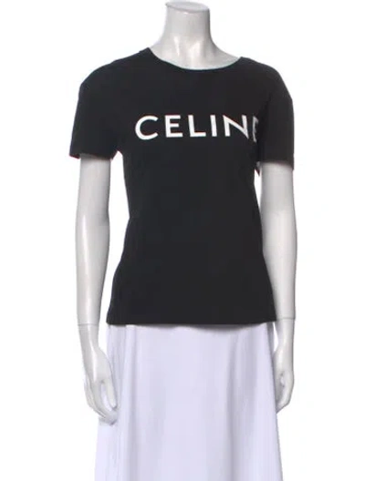 Pre-owned Celine Graphic Print Crew Neck T-shirt In Black