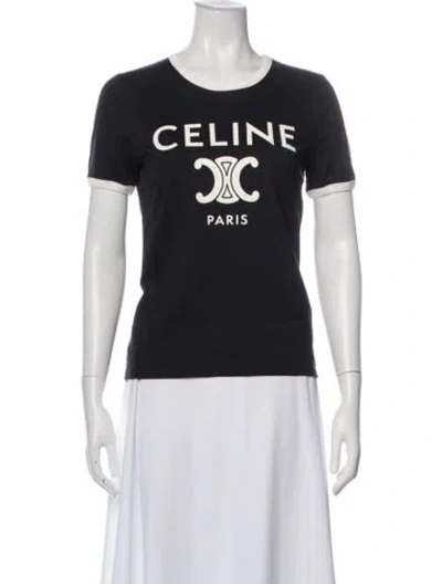Pre-owned Celine Graphic Print Crew Neck T-shirt In Black