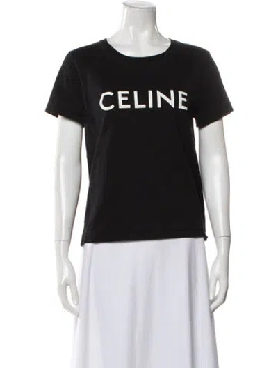 Pre-owned Celine Graphic Print Crew Neck T-shirt In Black