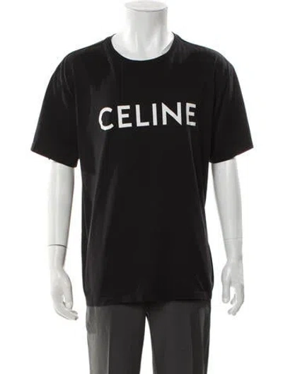 Pre-owned Celine Graphic Print Crew Neck T-shirt In Black