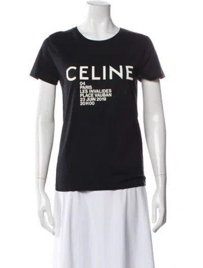 Pre-owned Celine Graphic Print Crew Neck T-shirt In Black