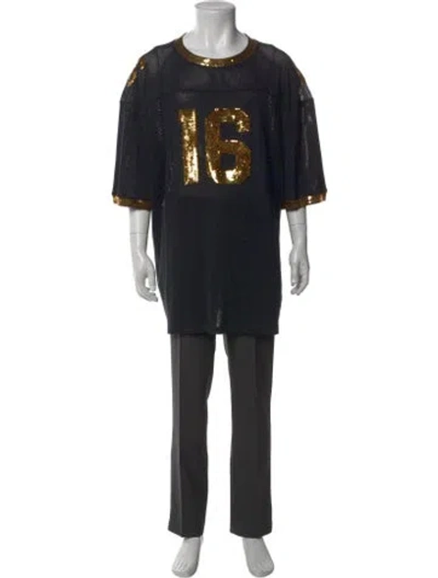 Pre-owned Celine Graphic Print Crew Neck T-shirt In Black