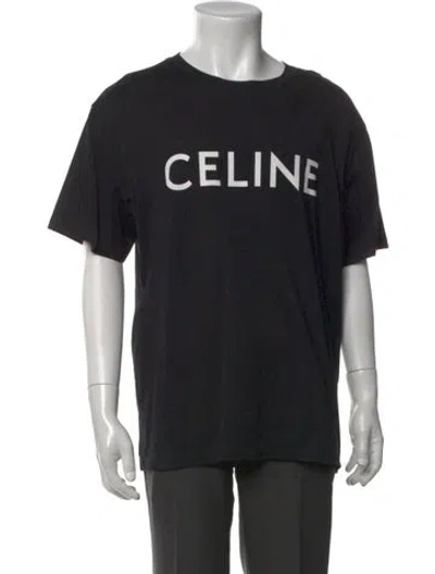 Pre-owned Celine Graphic Print Crew Neck T-shirt In Black