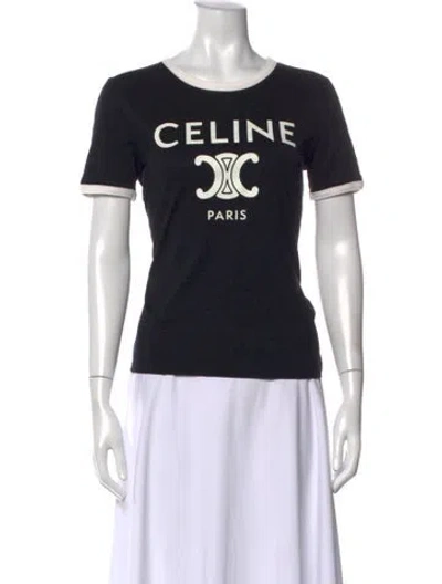 Pre-owned Celine Graphic Print Crew Neck T-shirt In Black