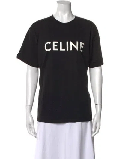 Pre-owned Celine Graphic Print Crew Neck T-shirt In Black