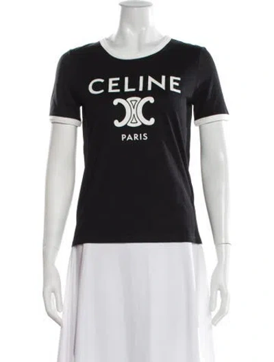 Pre-owned Celine Graphic Print Crew Neck T-shirt In Black