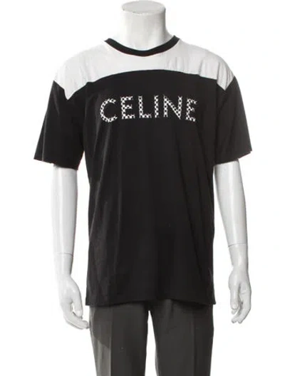 Pre-owned Celine Graphic Print Crew Neck T-shirt In Black