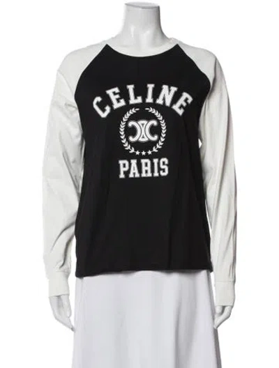 Pre-owned Celine Graphic Print Crew Neck T-shirt In Black