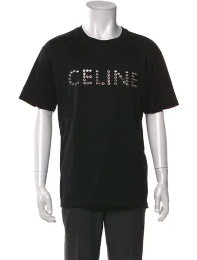 Pre-owned Celine Graphic Print Crew Neck T-shirt In Black