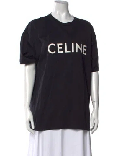 Pre-owned Celine Graphic Print Crew Neck T-shirt In Black