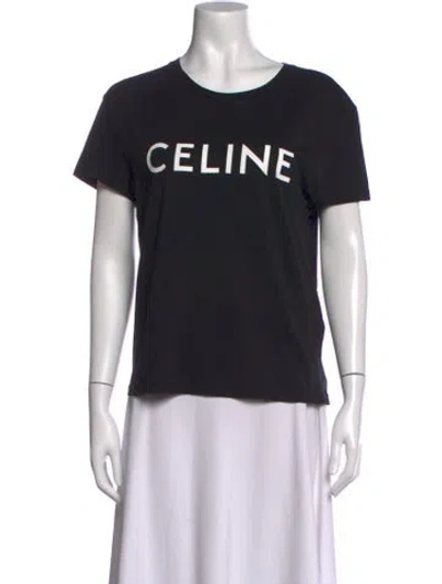 Pre-owned Celine Graphic Print Crew Neck T-shirt In Black