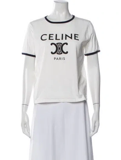 Pre-owned Celine Graphic Print Crew Neck T-shirt In Black/blue/white