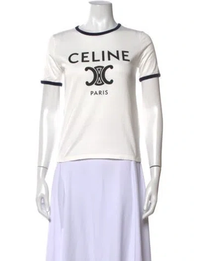 Pre-owned Celine Graphic Print Crew Neck T-shirt In Black/blue/white