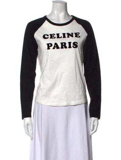 Pre-owned Celine Graphic Print Crew Neck T-shirt In Black/white