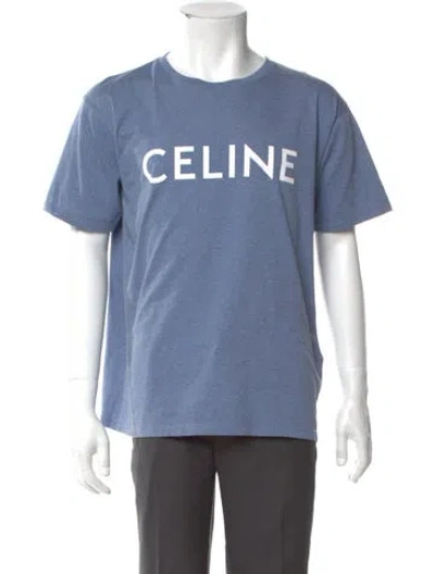 Pre-owned Celine Graphic Print Crew Neck T-shirt In Blue