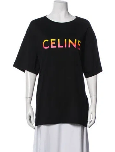 Pre-owned Celine Graphic Print Crew Neck T-shirt In Blue