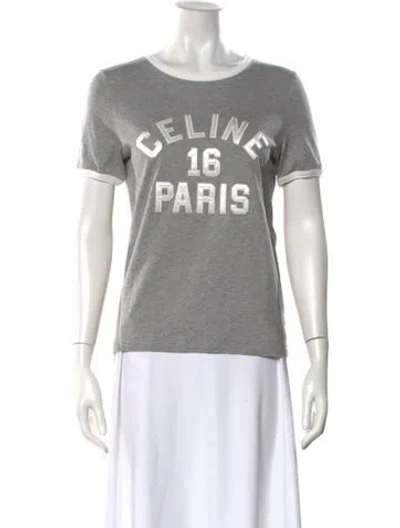 Pre-owned Celine Graphic Print Crew Neck T-shirt In Gray