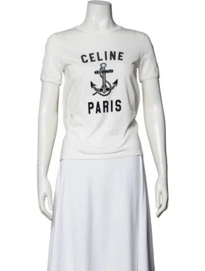 Pre-owned Celine Graphic Print Crew Neck T-shirt In Gray