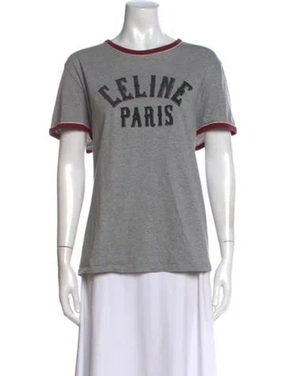 Pre-owned Celine Graphic Print Crew Neck T-shirt In Gray