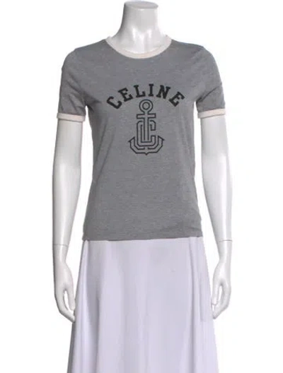 Pre-owned Celine Graphic Print Crew Neck T-shirt In Gray