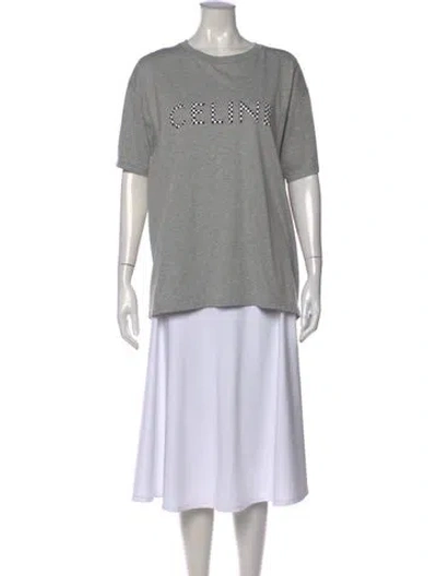 Pre-owned Celine Graphic Print Crew Neck T-shirt In Gray