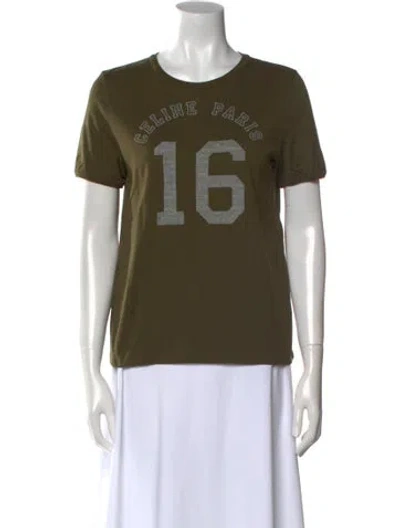 Pre-owned Celine Graphic Print Crew Neck T-shirt In Green