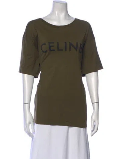Pre-owned Celine Graphic Print Crew Neck T-shirt In Green
