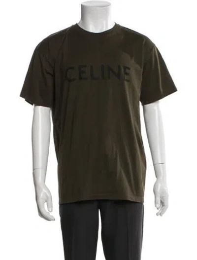 Pre-owned Celine Graphic Print Crew Neck T-shirt In Green