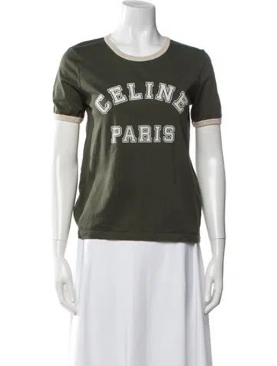 Pre-owned Celine Graphic Print Crew Neck T-shirt In Green
