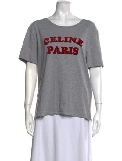 Pre-owned Celine Graphic Print Crew Neck T-shirt In Grey
