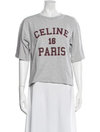 Pre-owned Celine Graphic Print Crew Neck T-shirt In Grey