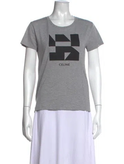 Pre-owned Celine Graphic Print Crew Neck T-shirt In Grey
