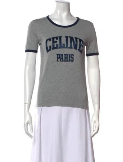 Pre-owned Celine Graphic Print Crew Neck T-shirt In Grey