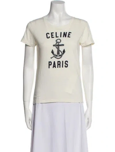 Pre-owned Celine Graphic Print Crew Neck T-shirt In Neutral