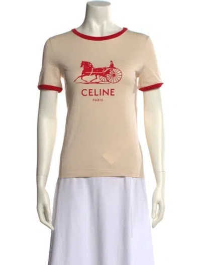 Pre-owned Celine Graphic Print Crew Neck T-shirt In Neutral