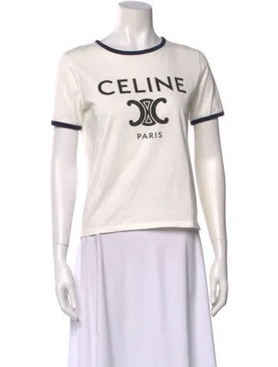 Pre-owned Celine Graphic Print Crew Neck T-shirt In Neutral