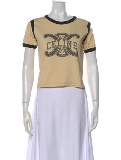 Pre-owned Celine Graphic Print Crew Neck T-shirt In Neutral