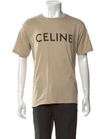 Pre-owned Celine Graphic Print Crew Neck T-shirt In Neutral