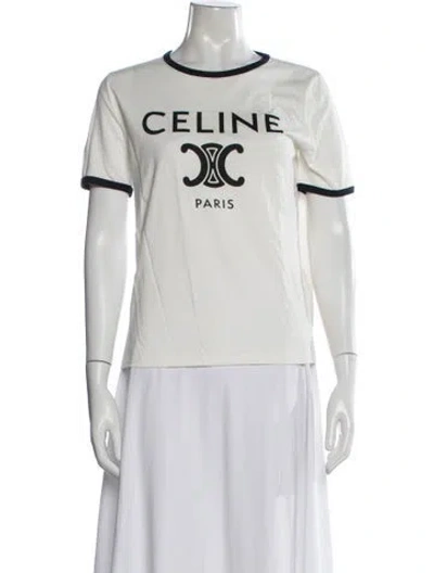 Pre-owned Celine Graphic Print Crew Neck T-shirt In Neutral