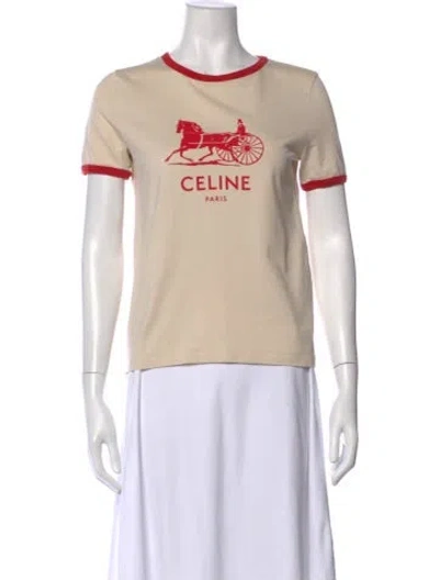 Pre-owned Celine Graphic Print Crew Neck T-shirt In Neutral